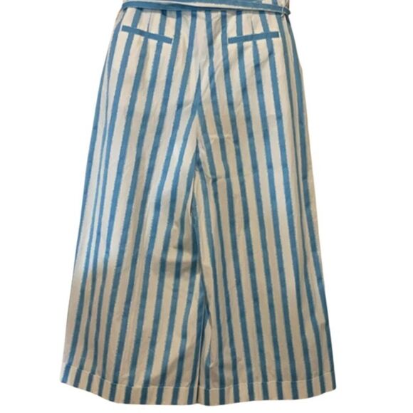NWT ESCADA Raw-Edged Striped Cotton Wide Leg Culottes Size 36 6 - Picture 5 of 16